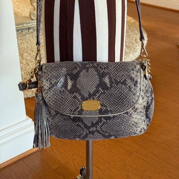 Michael Kors Bedford Crossbody Shoulder Bag Leather Python Embossed Handbag - Picture 5 of 14